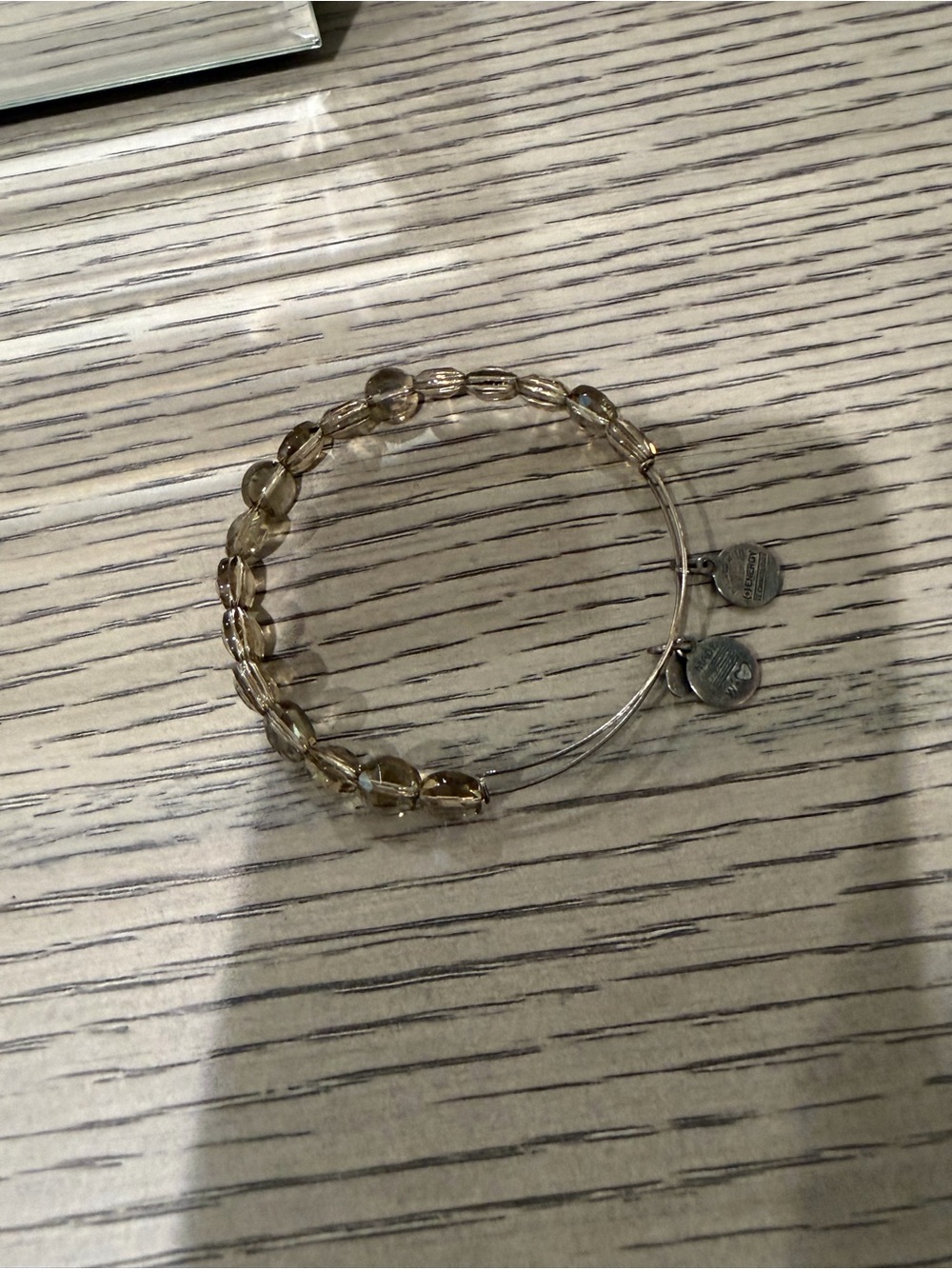Alex and Ani Gold-Tone Expandable Bracelet with Light Champagne Beads